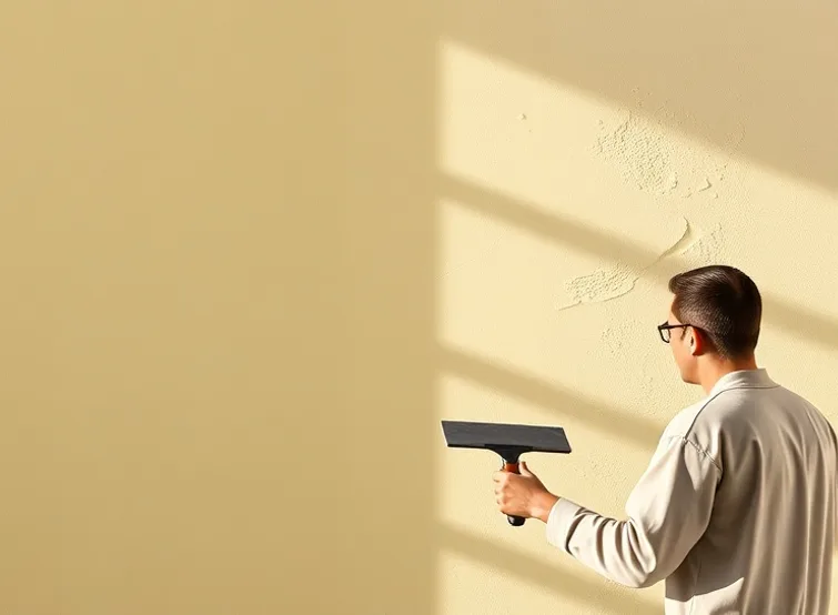 Application d'un enduit décoratif à la lisseuse sur un mur